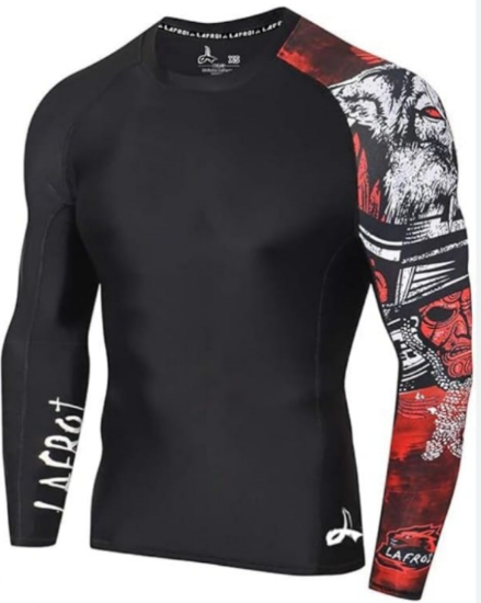 Picture of Men’s Full Sleeve Compression Shirt – Black with Red Graphic Arm