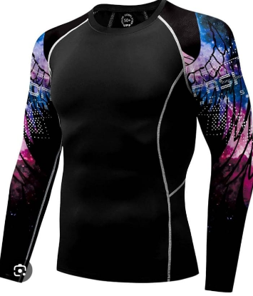 Picture of Men’s Full Sleeve Compression Rash Guard – Black with Cosmic Galaxy Print