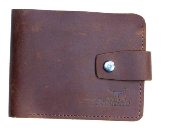 Picture of Men’s Tan Leather Bifold Wallet with Button Closure