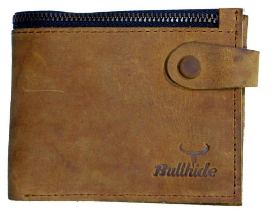 Picture of Men’s Tan Leather Wallet with Zipper & Flap Closure