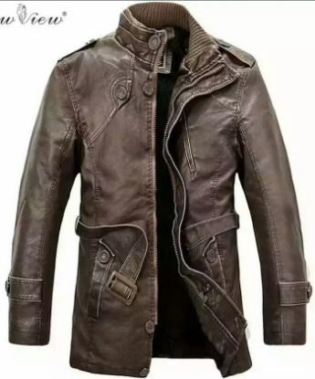 Picture of Men’s Vintage Buckled Faux Leather Jacket – Military Brown Edition