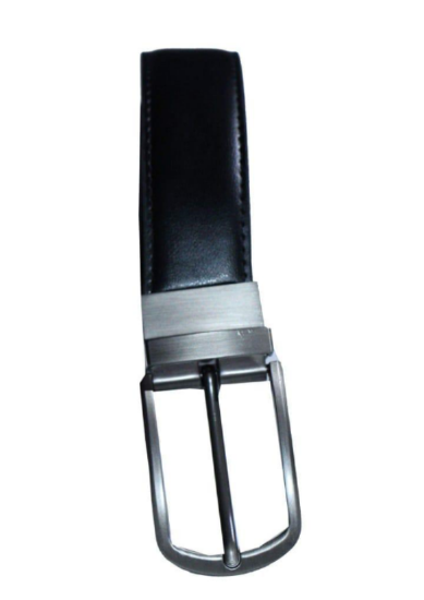 Picture of Men’s Black Leather Belt with Brushed Silver Buckle