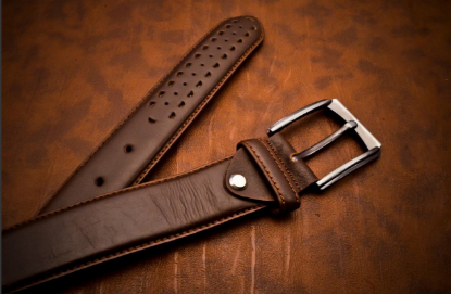 Picture of Classic Brown Full-Grain Leather Belt with Polished Buckle